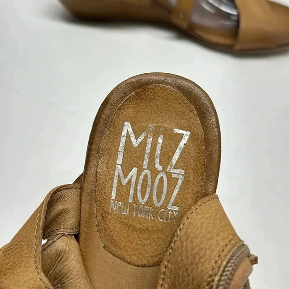 Miz Mooz Farley Sandals Shoes Leather Demi Wedge Open Toe Shoe Tan Brown Size 10 - Picture 9 of 11